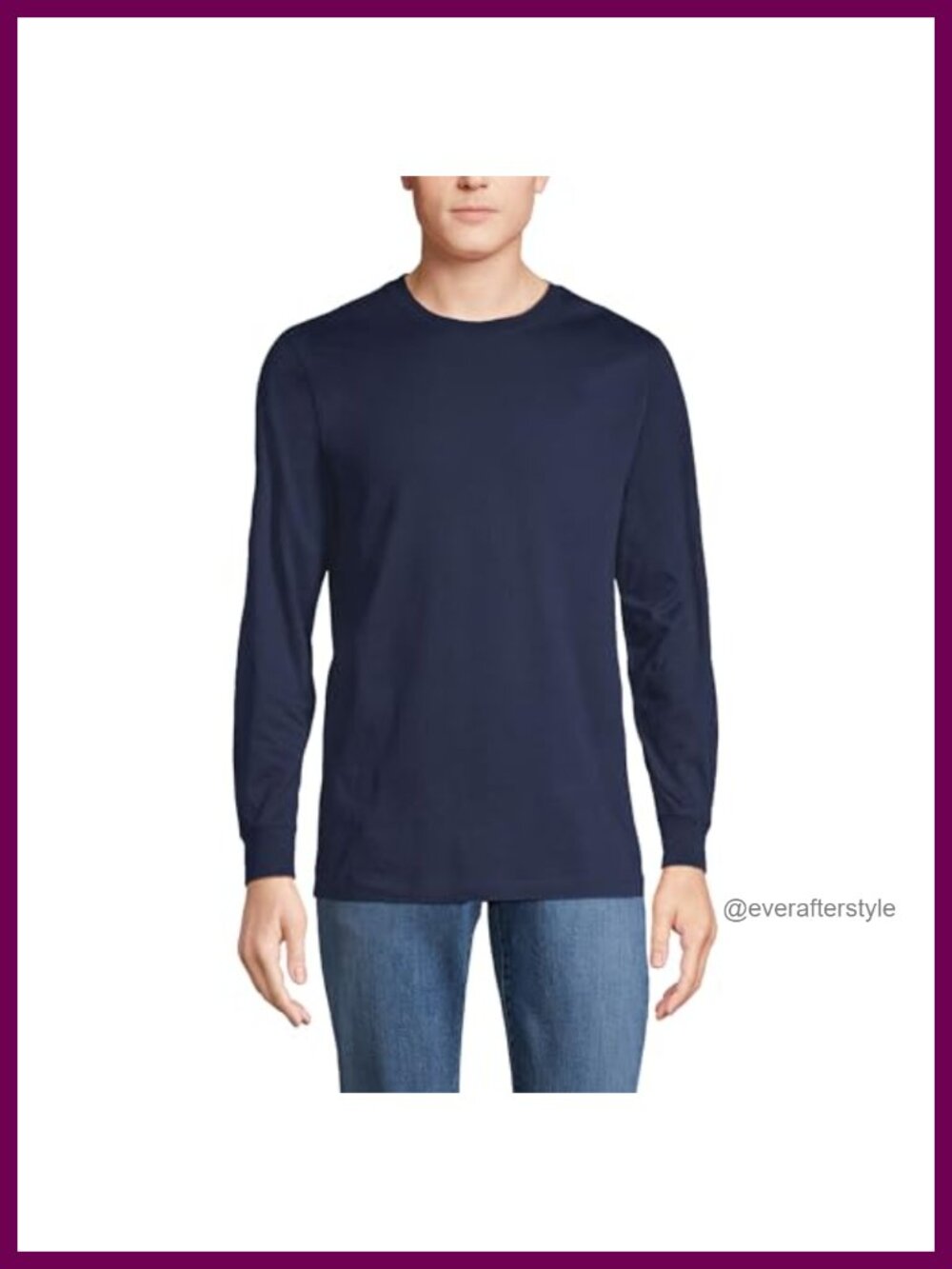 Lands' End Men's Super-T Long Sleeve Crew Neck T-Shirt Classic Fit